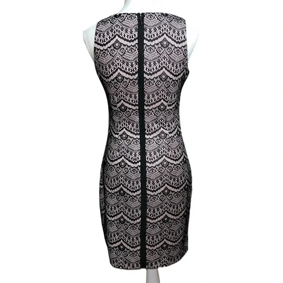 Guess Black Lace Sheath Dress Size 2
Lace Overlay on Nude Satin Zip Back - Picture 3 of 8